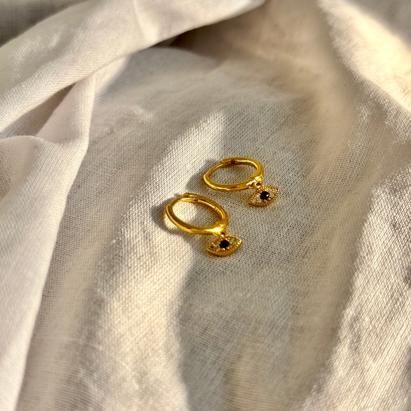 Evil Eye Pavé Mini Hoop Earrings