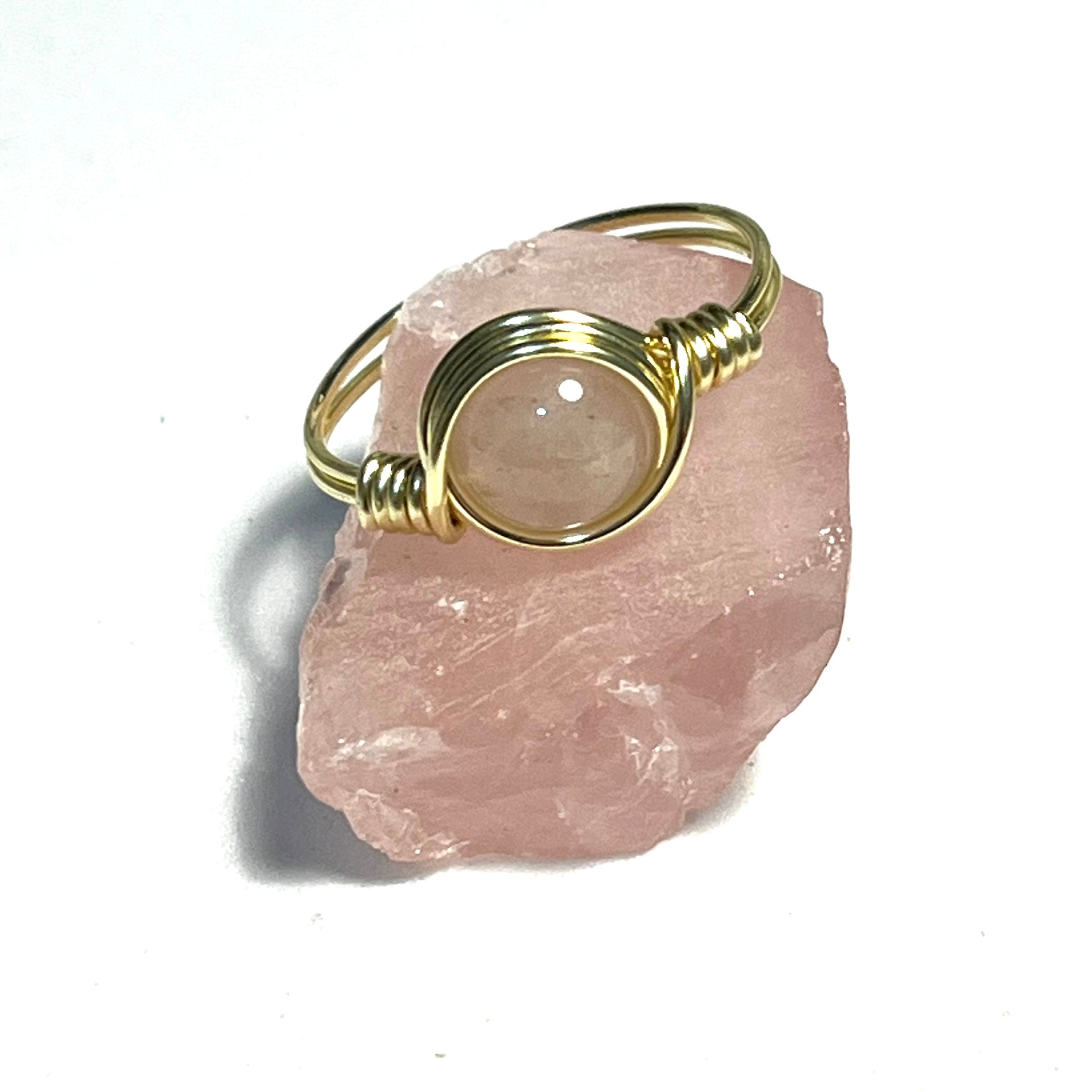 Wire wrapped deals rose quartz ring