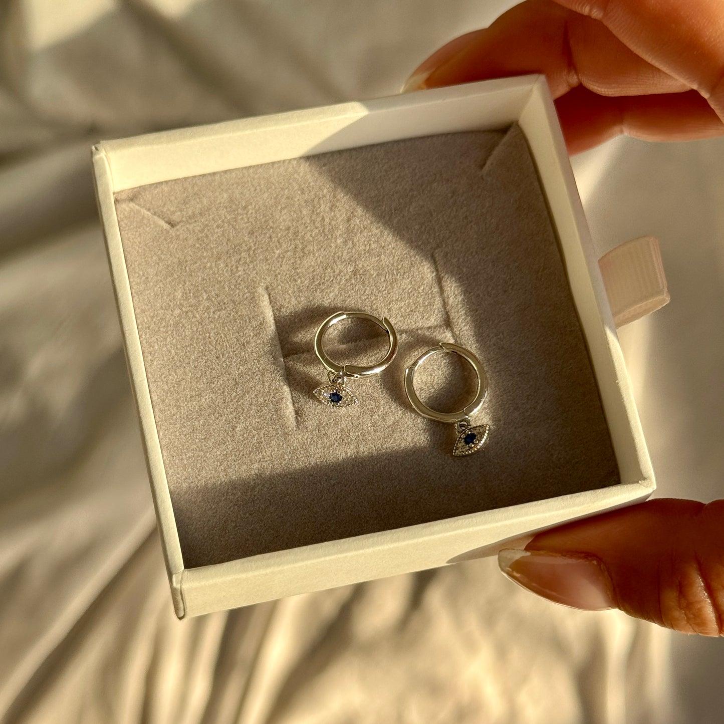 Evil Eye Pavé Mini Hoop Earrings