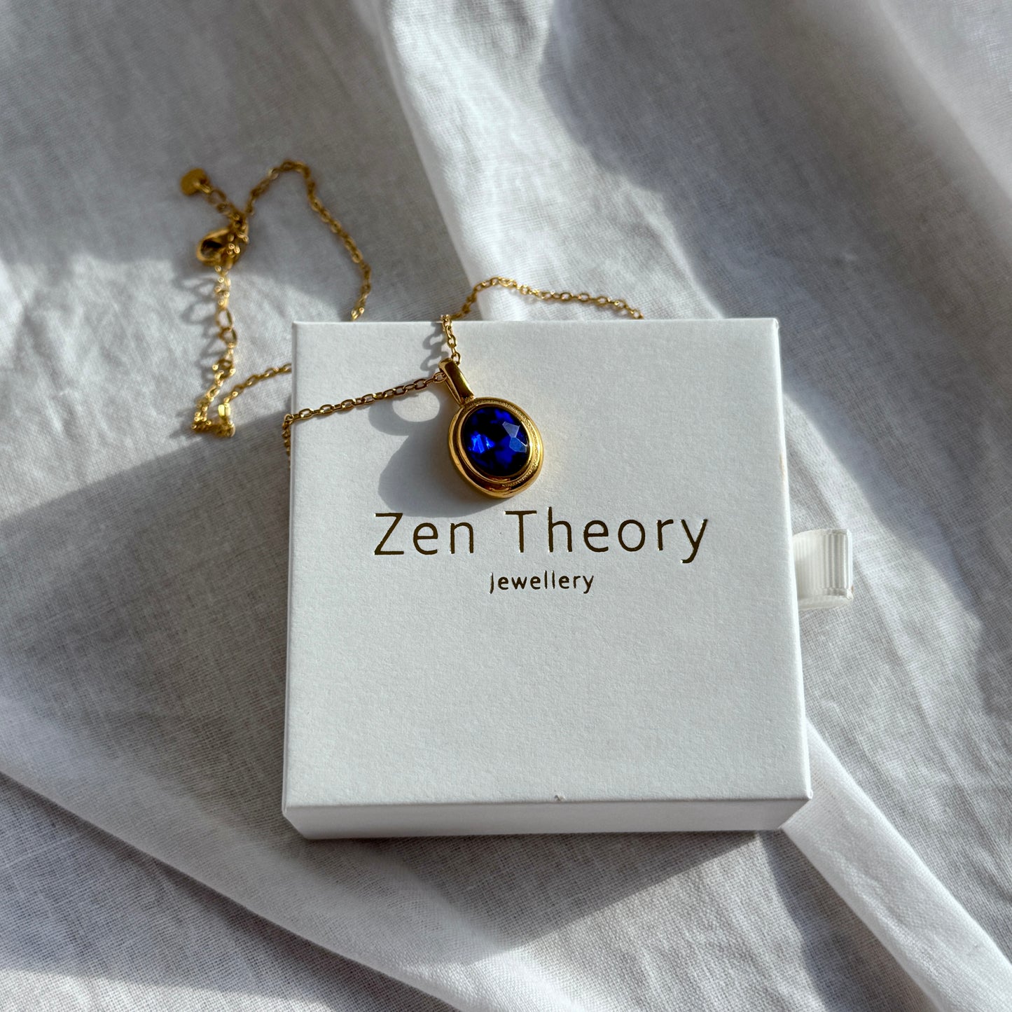 Blue CZ Protection Pendant Necklace