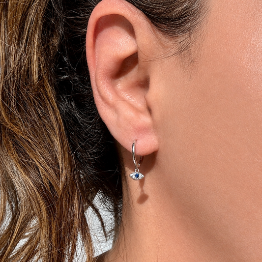 Evil Eye Pavé Mini Hoop Earrings