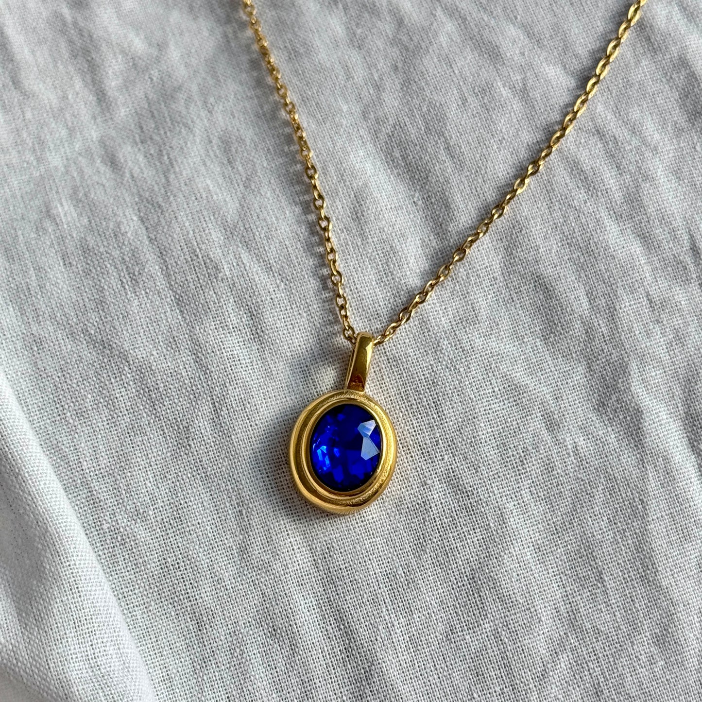 Blue CZ Protection Pendant Necklace