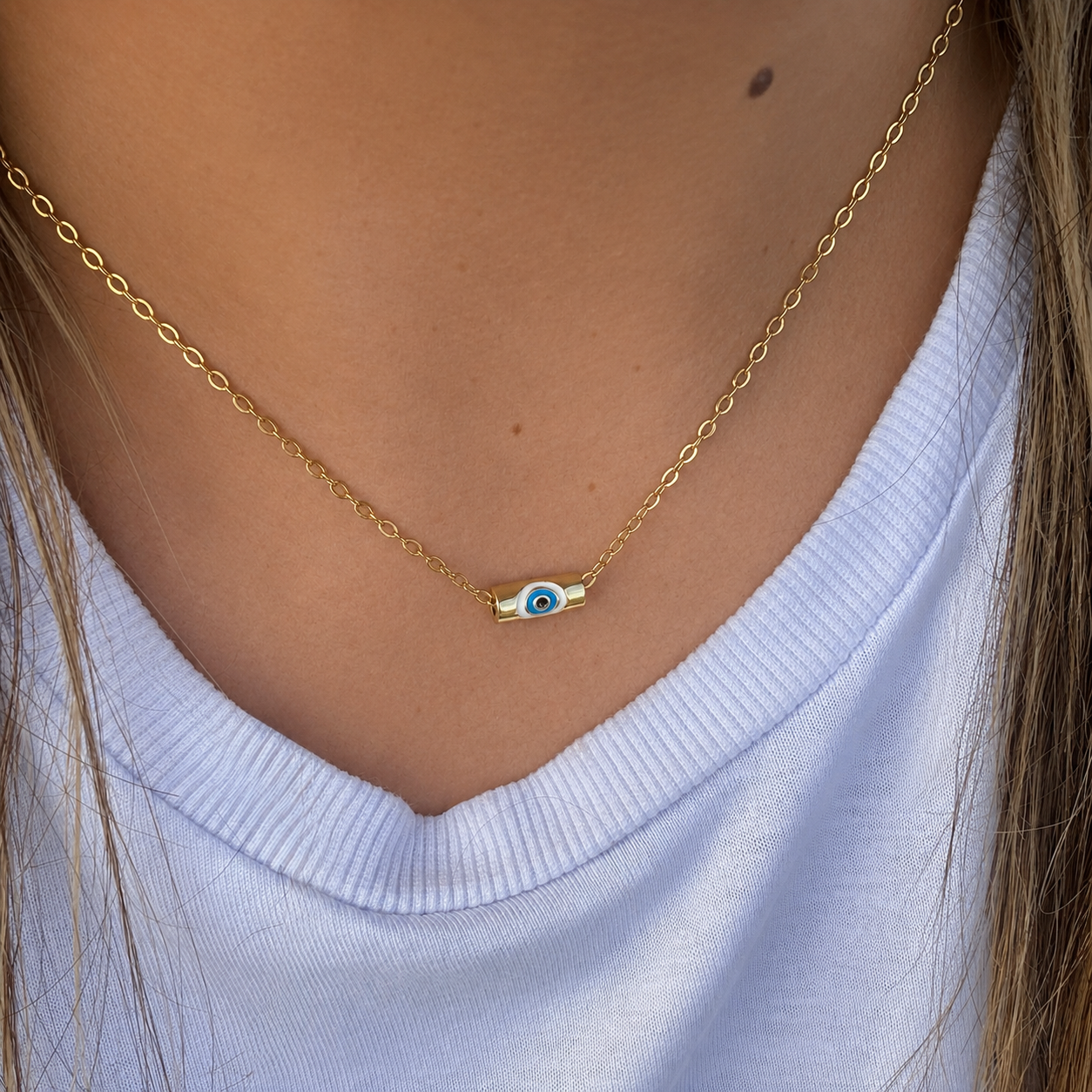Evil Eye Bar Necklace