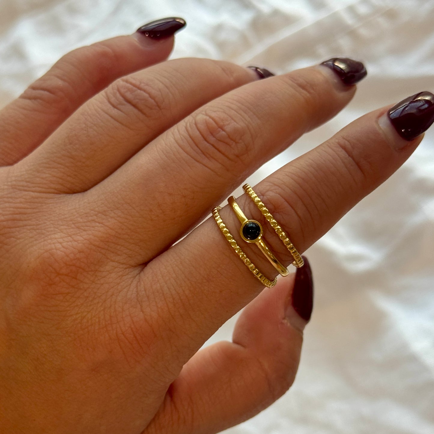 Black Obsidian Stacker Ring