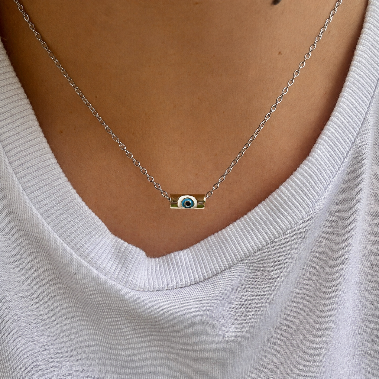 Evil Eye Bar Necklace