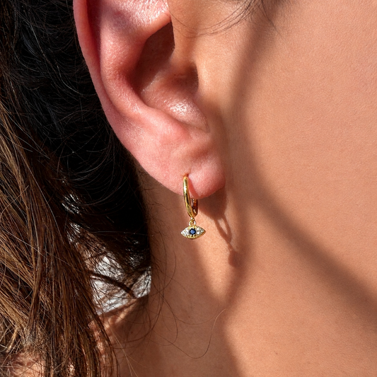 Evil Eye Pavé Mini Hoop Earrings