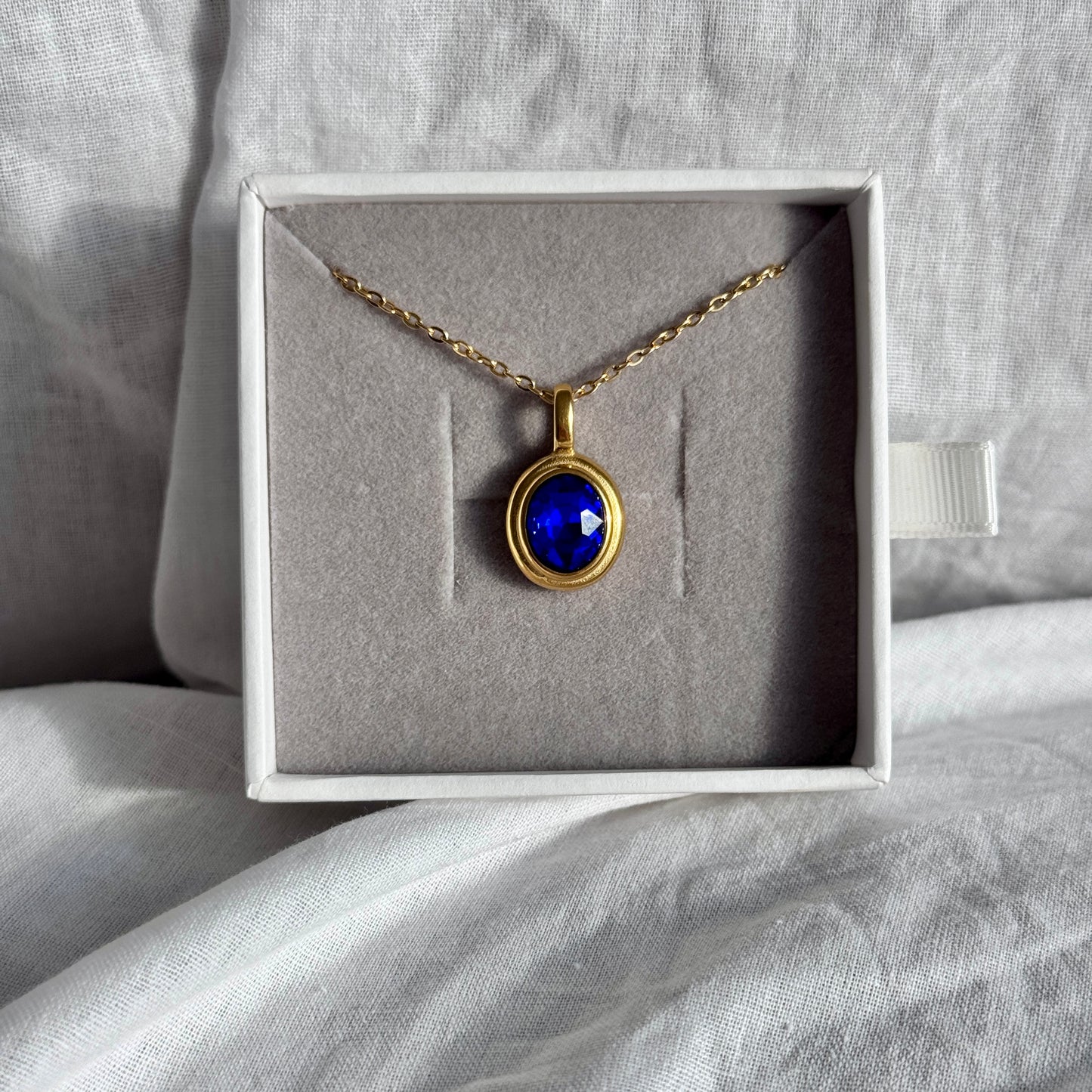 Blue CZ Protection Pendant Necklace
