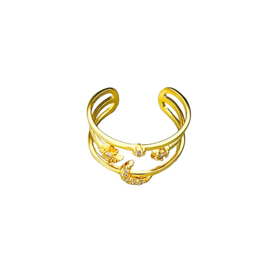 Moon and Star Stacker Ring