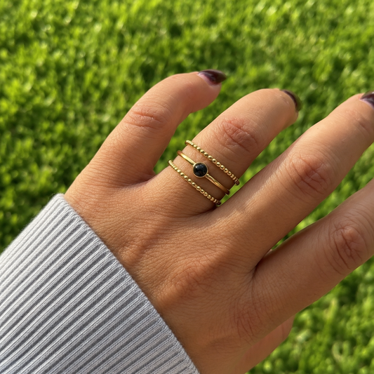 Black Obsidian Stacker Ring