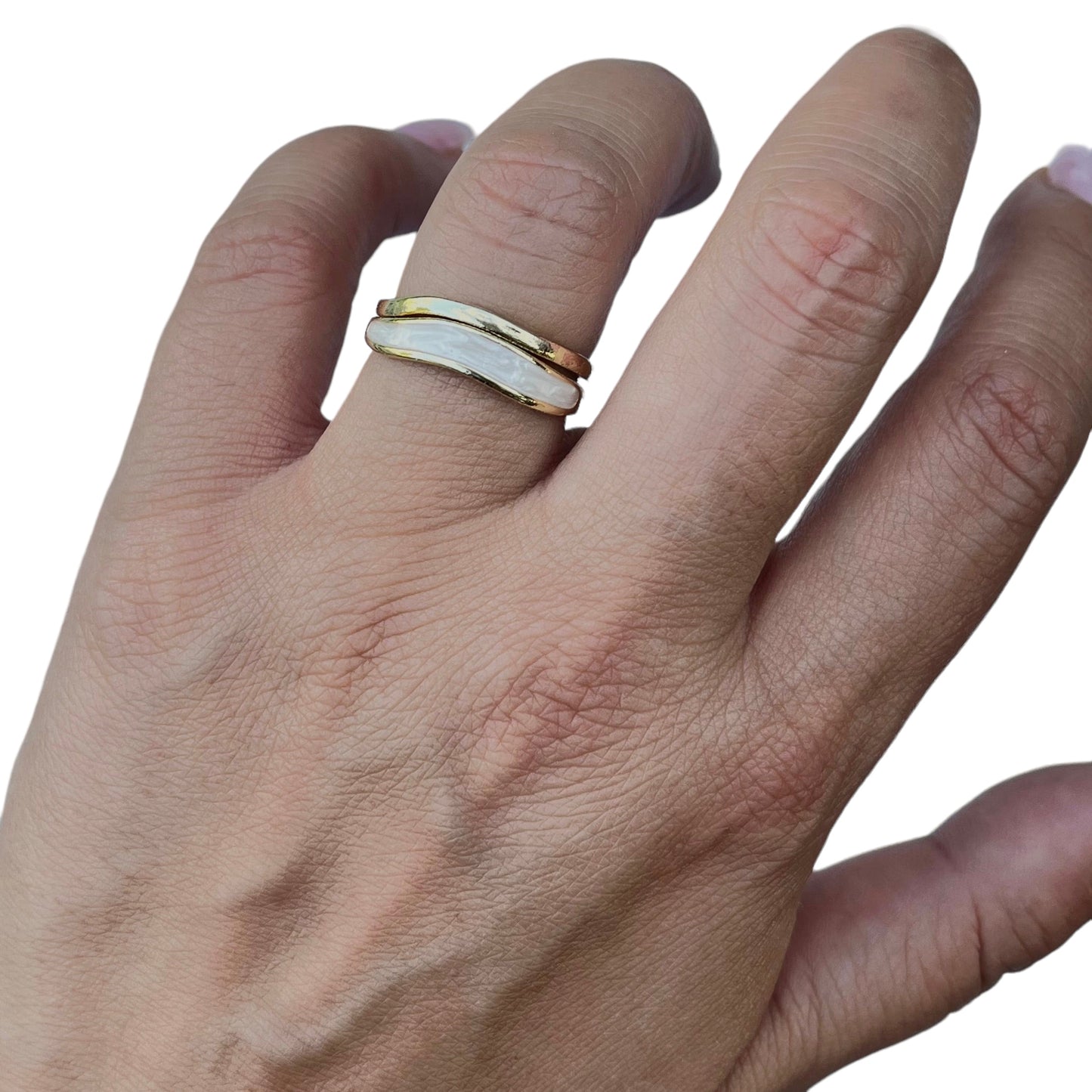 White Glaze Ring Band